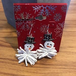 Beaded Snowman Earrings